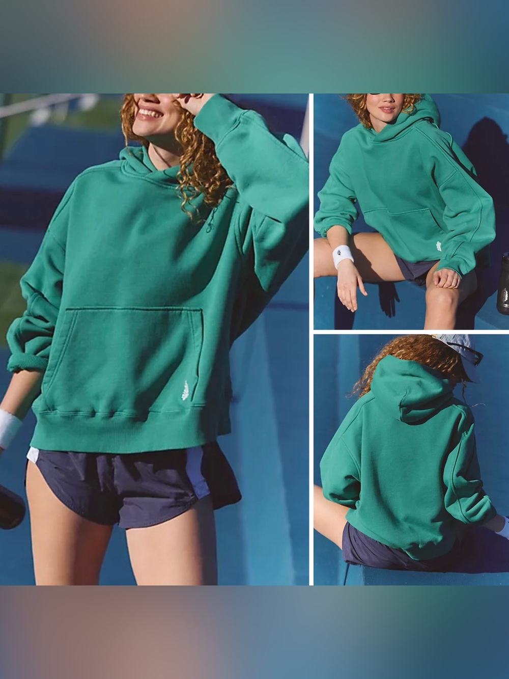 NWT Free People FP Movement A Cut Above Hoodie - Green Glow emerald green - XS